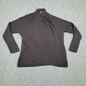 Liz Claiborne Woman Cardigan Sweater Womens 2X Black Knit Open Front Long Sleeve